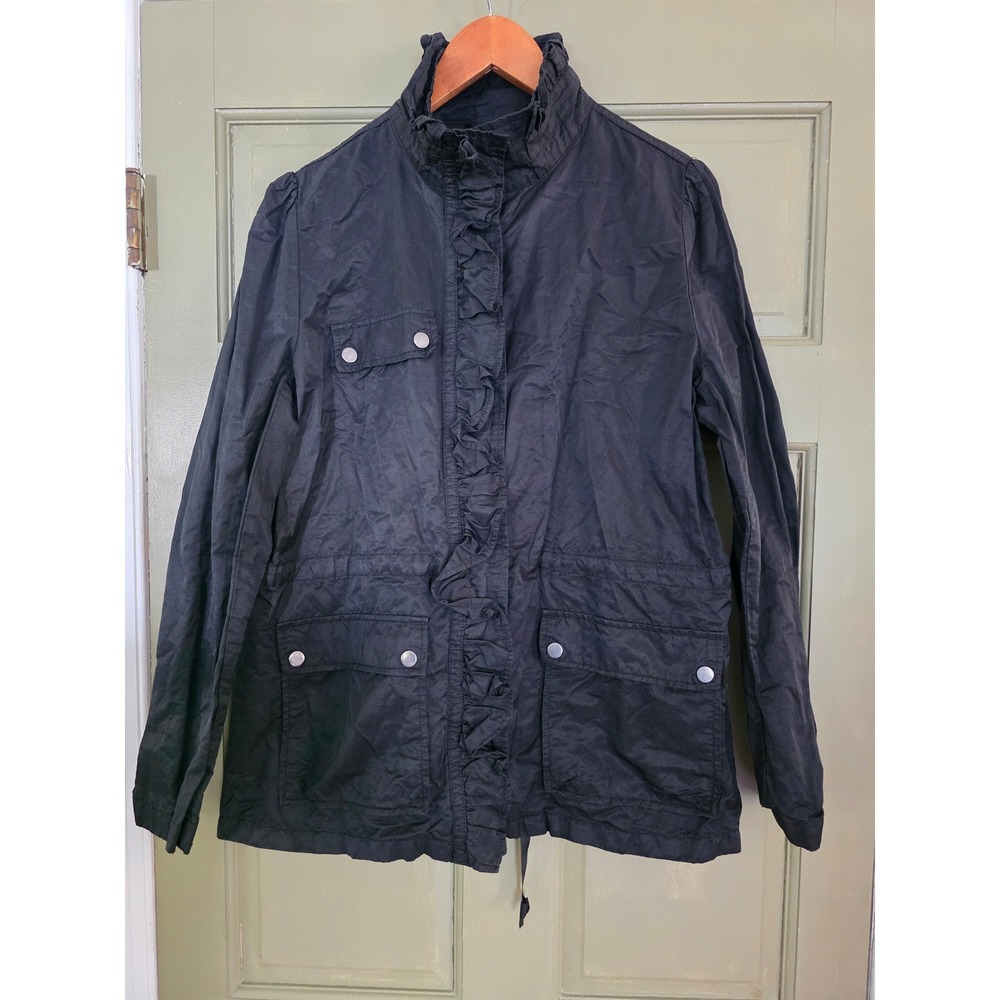 Converse One Star Black Ruffle Utility Jacket Womens XL Cotton Nylon Blend